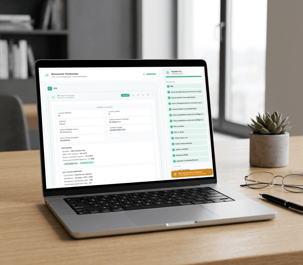 Interface carnet-logement.app · checklist CIL et DPE structuré