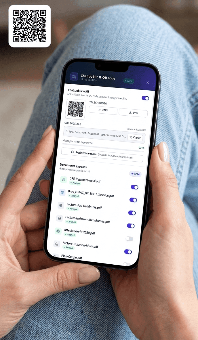 QR Code & Chat public carnet-logement.app